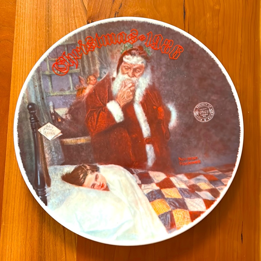 1986 Deer Santa Claus Norman Rockwell Plate